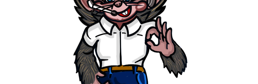 An image of a body of a hedgehog wearing a short sleeve white shirt and blue jeans.