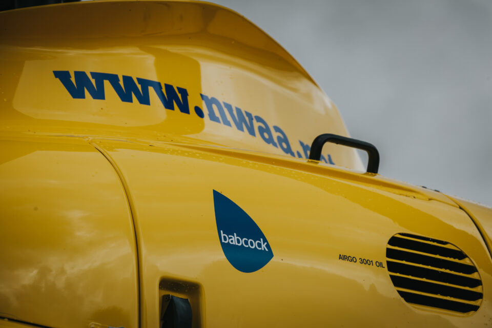 A North West Air Ambulance helicopter with Babcock logo