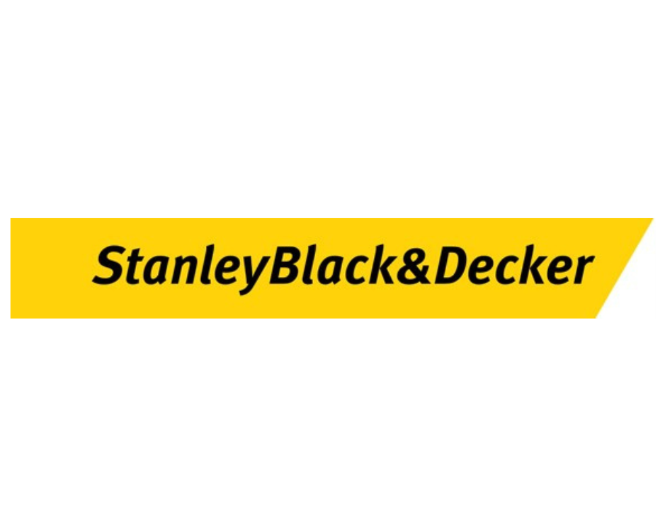Image of Stanley Black & Decker written in black on a yellow background