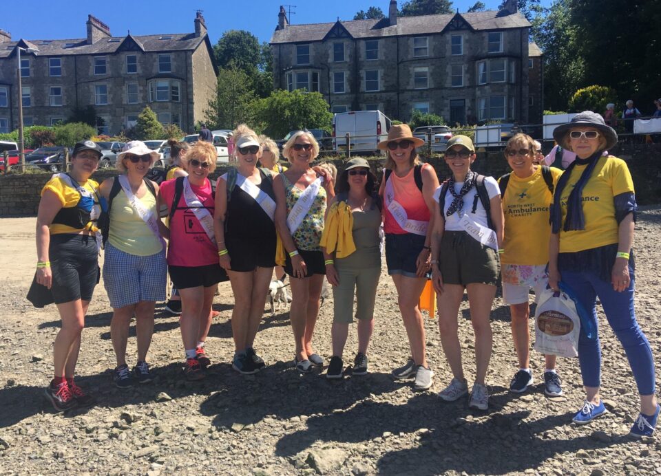 A Hen party of 10 women taking part in the Cross Bay Walk