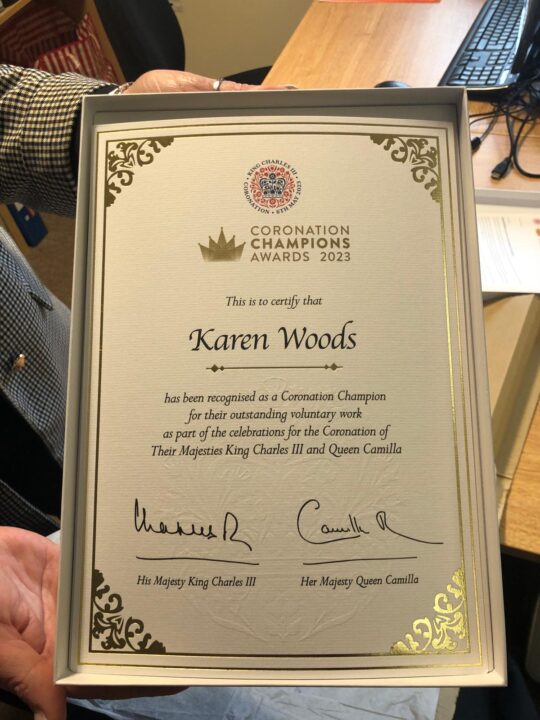 Certificate of Karen's Coronation Champion Award